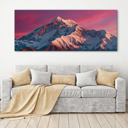 Quadro Montagne Alba Rosa Vibrante Sulle Maestose Montagne Innevate mow39 quadro stampato su tela