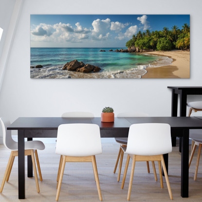 Quadro Paesaggio Mare Spiaggia Tropicale Con Palme E Mare Turchese seal7 quadro stampato su tela