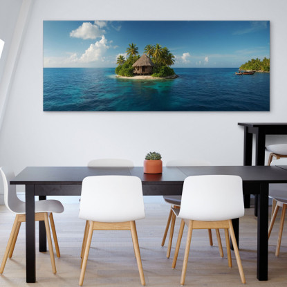 Quadro Paesaggio Mare Paesaggio Tropicale Con Isola E Capanna seal12 quadro stampato su tela