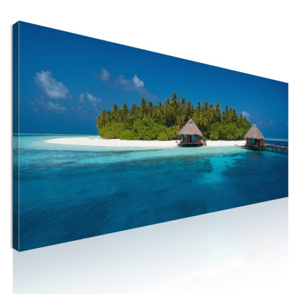 Quadro Paesaggio Mare Isola Tropicale Con Capanne Su Acque Cristalline seal13 quadro stampato su tela