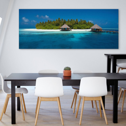 Quadro Paesaggio Mare Isola Tropicale Con Capanne Su Acque Cristalline seal13 quadro stampato su tela