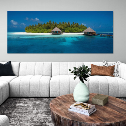 Quadro Paesaggio Mare Isola Tropicale Con Capanne Su Acque Cristalline seal13 quadro stampato su tela