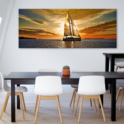 Quadro Paesaggio Mare Paesaggio Marittimo Con Barca E Tramonto seal14 quadro stampato su tela