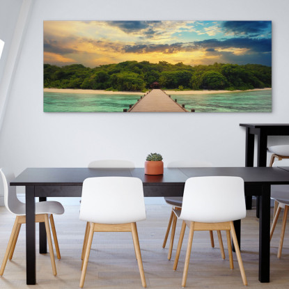 Quadro Paesaggio Mare Molo Su Spiaggia Tropicale Al Tramonto seal15 quadro stampato su tela