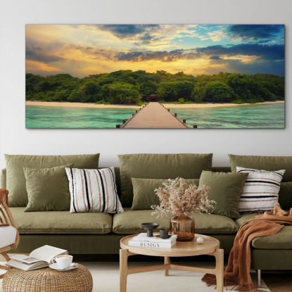 Quadro Paesaggio Mare Molo Su Spiaggia Tropicale Al Tramonto seal15 quadro stampato su tela