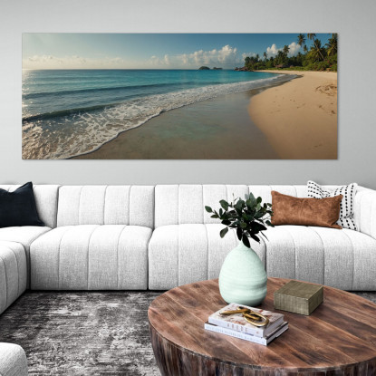 Quadro Paesaggio Mare Spiaggia Tropicale Con Onde Calme E Cielo Limpido seal19 quadro stampato su tela