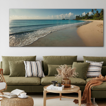 Quadro Paesaggio Mare Spiaggia Tropicale Con Onde Calme E Cielo Limpido seal19 quadro stampato su tela