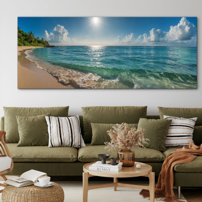 Quadro Paesaggio Mare Spiaggia Tropicale Con Acque Turchesi E Cielo Soleggiato seal20 quadro stampato su tela