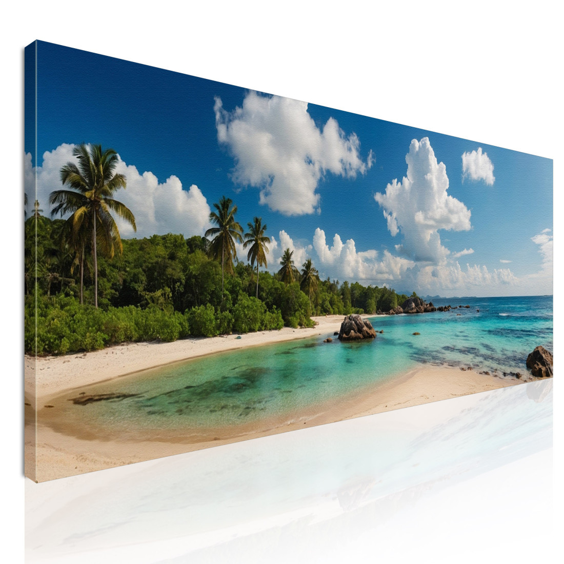 Quadro Paesaggio Mare Paesaggio Tropicale Con Palme E Acque Cristalline seal23 quadro stampato su tela