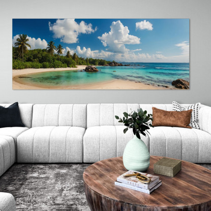 Quadro Paesaggio Mare Paesaggio Tropicale Con Palme E Acque Cristalline seal23 quadro stampato su tela