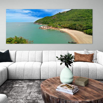 Quadro Paesaggio Mare Vista Di Koh Phangan Con Spiaggia Tranquilla E Colline Verdi seal26 quadro stampato su tela