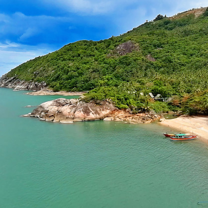 Quadro Paesaggio Mare Vista Di Koh Phangan Con Spiaggia Tranquilla E Colline Verdi seal26 quadro stampato su tela