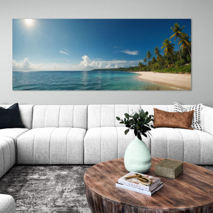 Quadro Paesaggio Mare Acque Blu E Palme Su Spiaggia Tropicale seal30 quadro stampato su tela