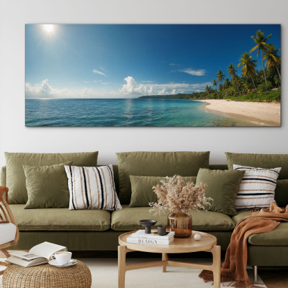 Quadro Paesaggio Mare Acque Blu E Palme Su Spiaggia Tropicale seal30 quadro stampato su tela