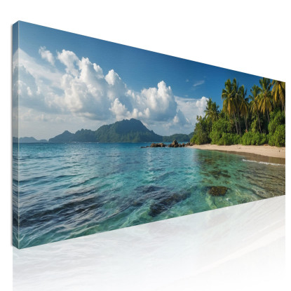 Quadro Paesaggio Mare Spiaggia Tropicale Con Sabbia Chiara E Acque Trasparenti seal36 quadro stampato su tela