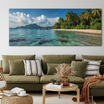 Quadro Paesaggio Mare Spiaggia Tropicale Con Sabbia Chiara E Acque Trasparenti seal36 quadro stampato su tela