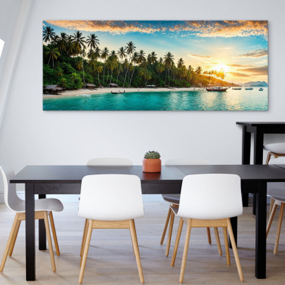Quadro Paesaggio Mare Palme E Acque Chiare In Un Paradiso Tropicale seal37 quadro stampato su tela