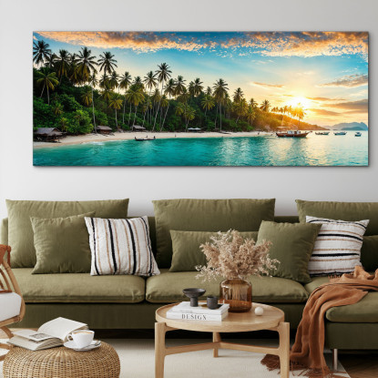 Quadro Paesaggio Mare Palme E Acque Chiare In Un Paradiso Tropicale seal37 quadro stampato su tela