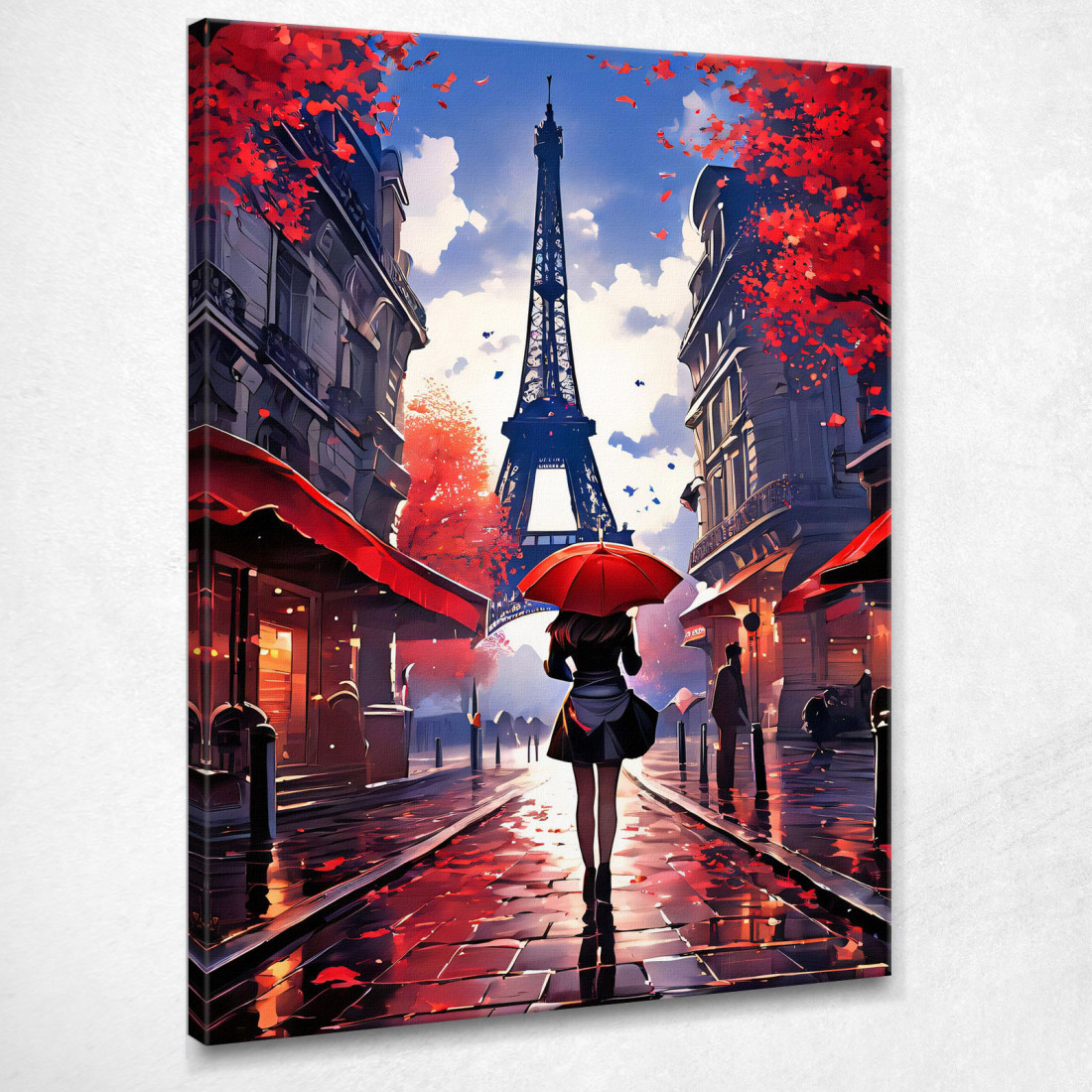 Quadro Moderno Città Astratto Donna Con Ombrello Rosso Passeggia A Parigi Con Vista Sulla Torre Eiffel quadro stampato su tela Quadro Moderno Città Astratto Donna Con Ombrello Rosso Passeggia A Parigi Con Vista Sulla Torre Eiffel quadro stampato su tela