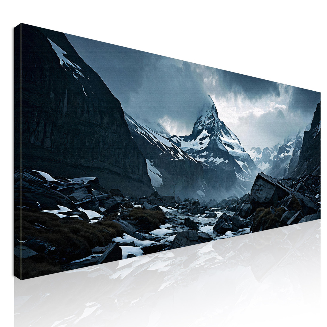 Canvas Print Mountains Snow-Capped Mountain Range With Jagged Peaks In Adverse Weather Conditions canvas print Canvas Print Mountains Snow-Capped Mountain Range With Jagged Peaks In Adverse Weather Conditions canvas print