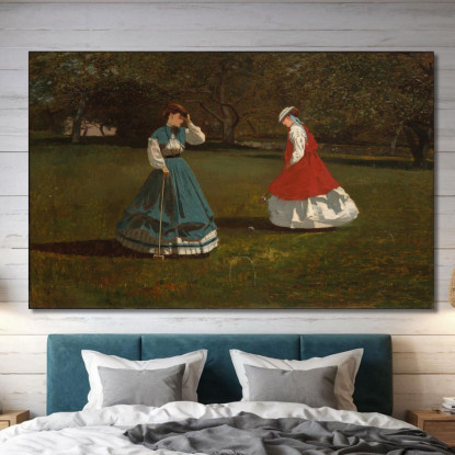 Eine Partie Krocket Winslow Homer drucken auf leinwand