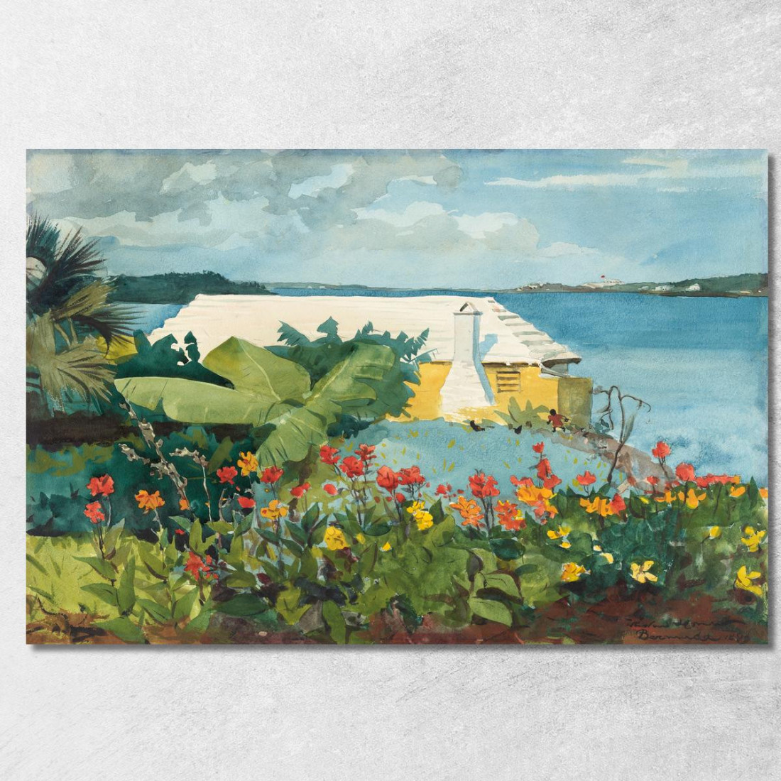 Jardín De Flores Y Bungalow Bermudas Winslow Homer cuadro en lienzo Jardín De Flores Y Bungalow Bermudas Winslow Homer cuadro en lienzo