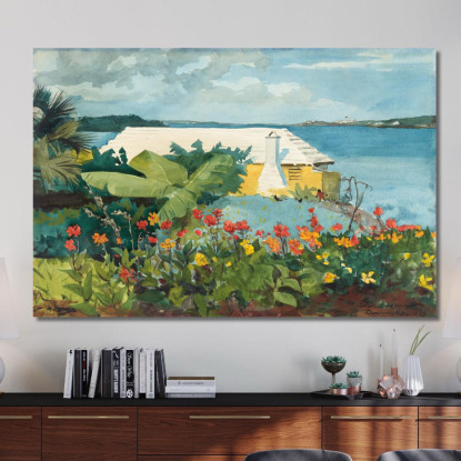 Blumengarten Und Bungalow Bermuda Winslow Homer drucken auf leinwand
