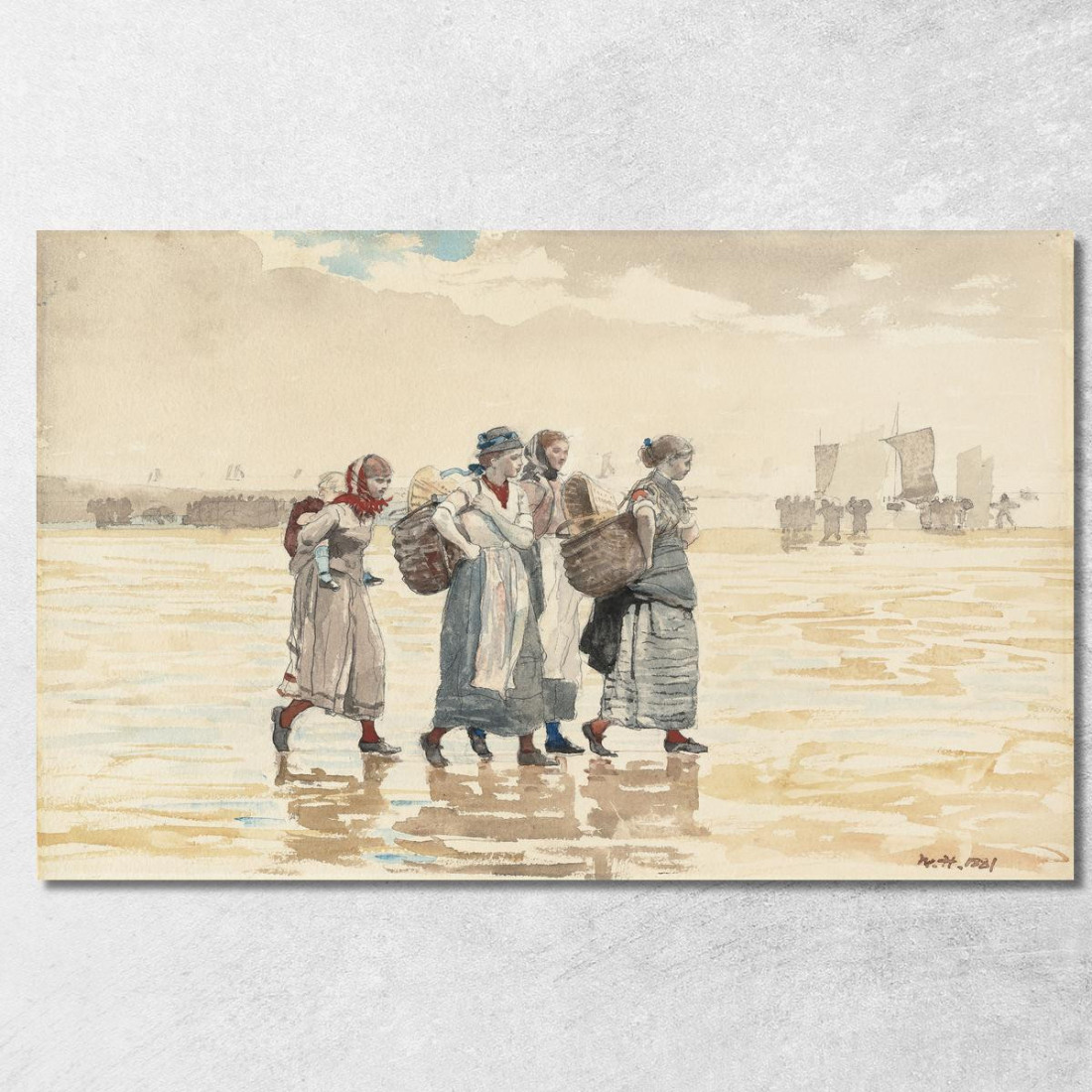 Quatre Poissonnières Sur La Plage Winslow Homer tableau impression sur toile Quatre Poissonnières Sur La Plage Winslow Homer tableau impression sur toile