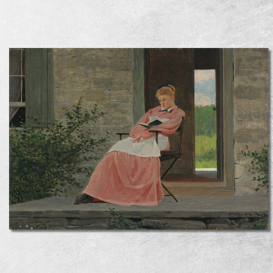 Lettura Della Ragazza Su Un Portico Di Pietra Winslow Homer quadro stampato su tela