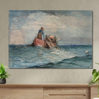 Tirare Dentro Le Reti Winslow Homer quadro stampato su tela