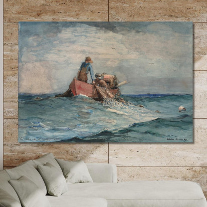 Tirare Dentro Le Reti Winslow Homer quadro stampato su tela