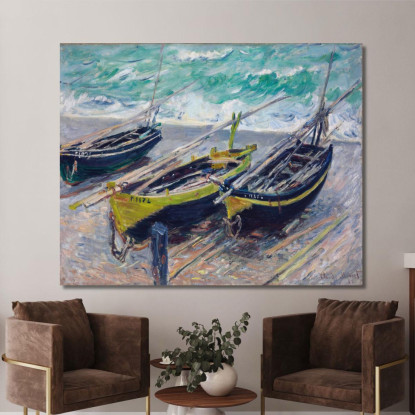 Tre Barche Da Pesca 1885 Claude Monet mnt102 quadro stampato su tela