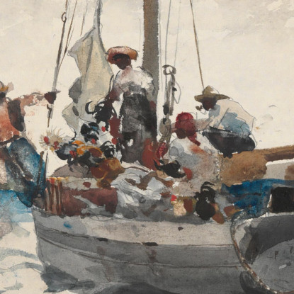 MarktszeneﾠNassau Winslow Homer drucken auf leinwand