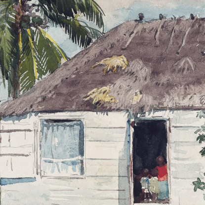 Capanna Nativa A Nassau Winslow Homer quadro stampato su tela