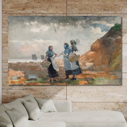 Trois Filles De Pêcheur Tynemouth Winslow Homer tableau impression sur toile