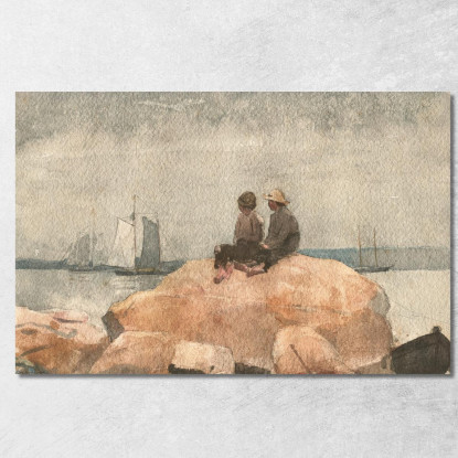 Deux Garçons Regardant Des Goélettes Winslow Homer tableau impression sur toile