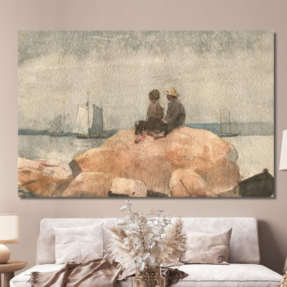 Two Boys Watching Schooners Winslow Homer canvas print