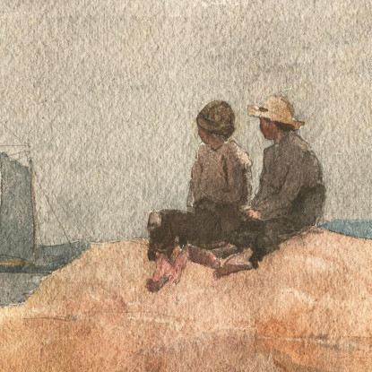 Dos Niños Mirando Goletas Winslow Homer cuadro en lienzo