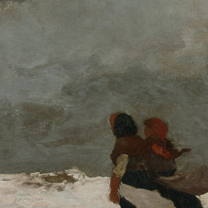 Due Figure In Riva Al Mare Winslow Homer quadro stampato su tela