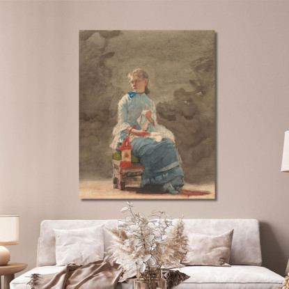 Junge Frau Beim Nähen Winslow Homer drucken auf leinwand