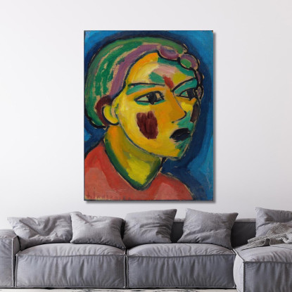 Testa Mistica Del Poeta Alexej von Jawlensky avj24 quadro stampato su tela