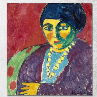 Testa Femminile Elena Alexej von Jawlensky avj27 quadro stampato su tela