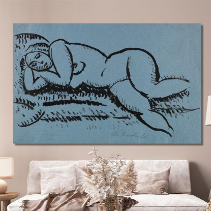 Nudo Femminile Sdraiato Con Gli Occhi Chiusi Alexej von Jawlensky avj52 quadro stampato su tela