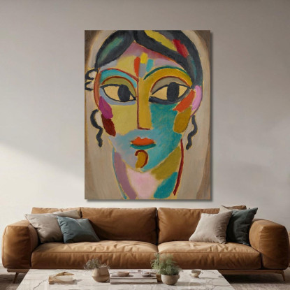 Testa Mistica Testa Di Ragazza Frontale Alexej von Jawlensky avj70 quadro stampato su tela