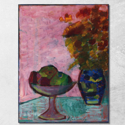 Natura Morta Con Cesto Di Frutta E Vaso Di Fiori Alexej von Jawlensky avj108 quadro stampato su tela