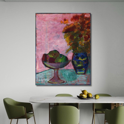 Natura Morta Con Cesto Di Frutta E Vaso Di Fiori Alexej von Jawlensky avj108 quadro stampato su tela