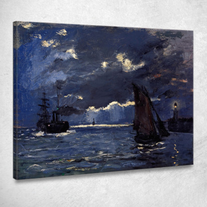 Un Paesaggio Marino Spedizione Al Chiaro Di Luna Claude Monet mnt150 quadro stampato su tela