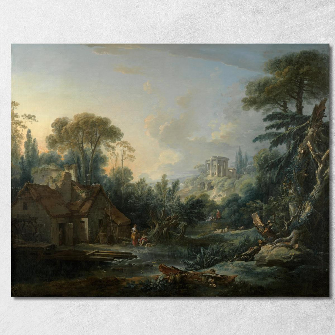 Paesaggio Con Mulino Ad Acqua François Boucher fbc43 quadro stampato su tela Paesaggio Con Mulino Ad Acqua François Boucher fbc43 quadro stampato su tela