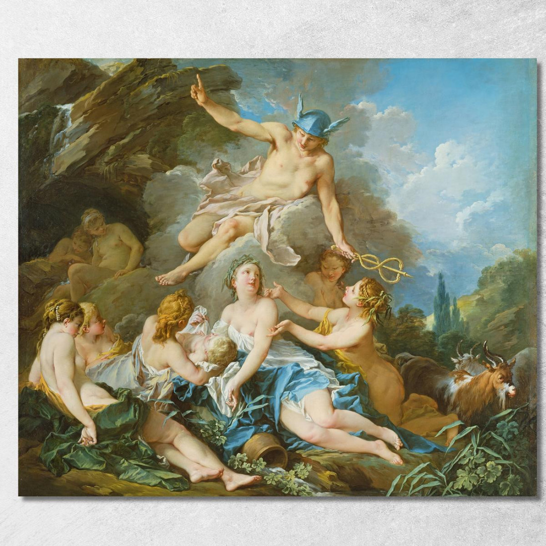 Mercurio Affida Il Bambino Bacco Alle Ninfe François Boucher fbc56 quadro stampato su tela Mercurio Affida Il Bambino Bacco Alle Ninfe François Boucher fbc56 quadro stampato su tela