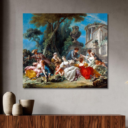 Gli Acchiappa-Uccelli François Boucher fbc85 quadro stampato su tela